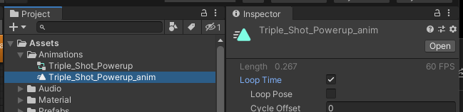 Animation Loop Time check box in Inspector